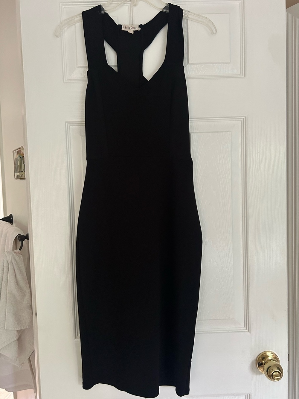 Black Midi Sheath Dress with Cutout Back